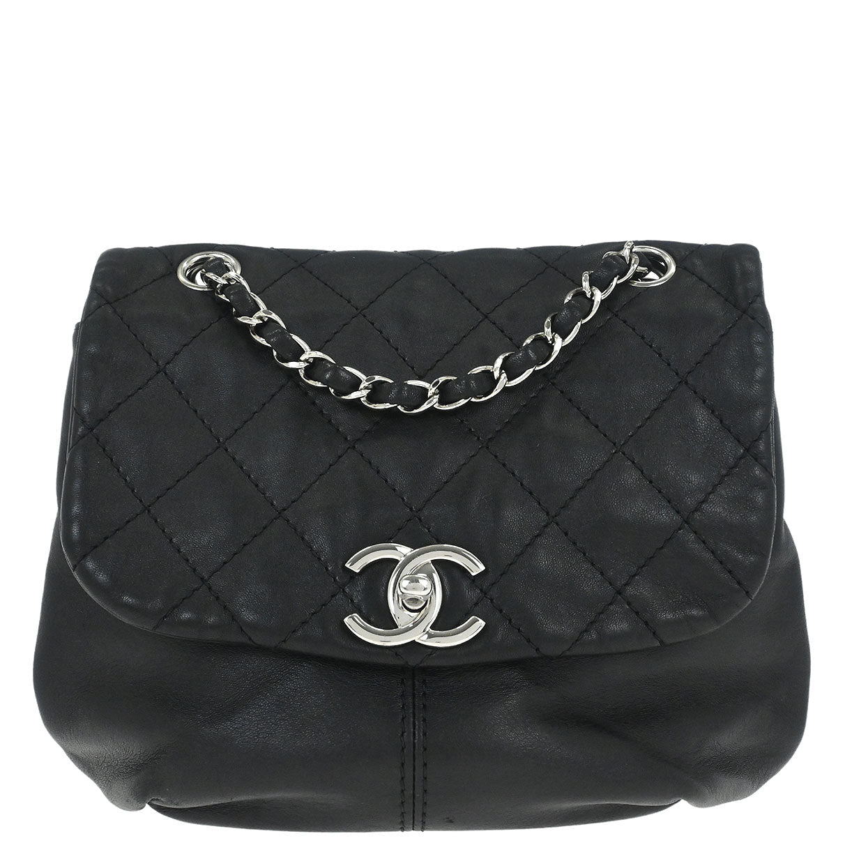 Chanel 2012-2013 Black Lambskin Trianon Flap Shoulder Bag
