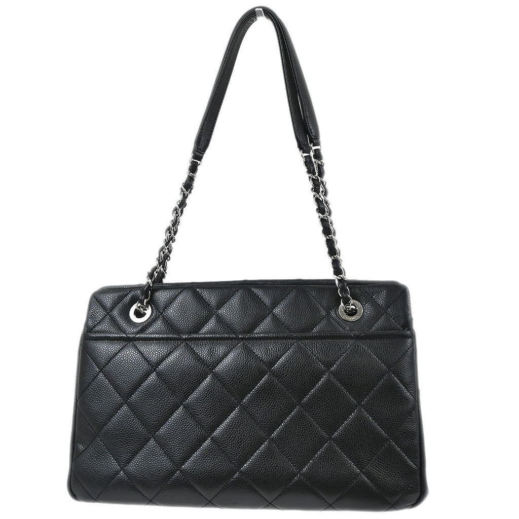 Chanel 2013-2014 Black Caviar Skin Timeless CC Chain Tote Bag
