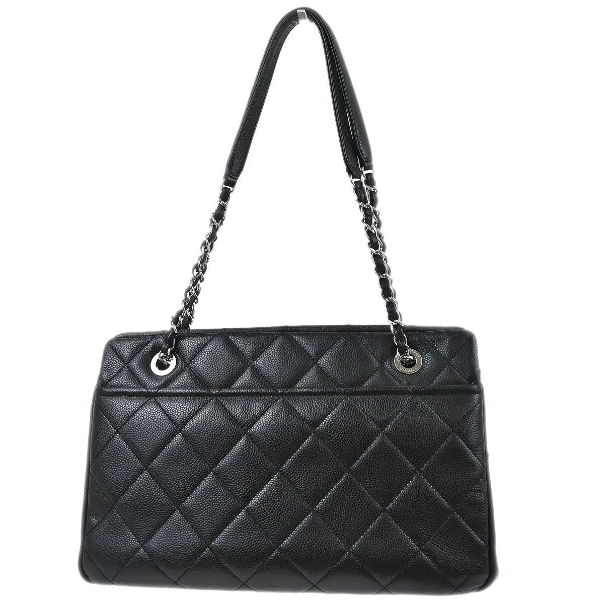Chanel 2013-2014 Black Caviar Skin Timeless CC Chain Tote Bag