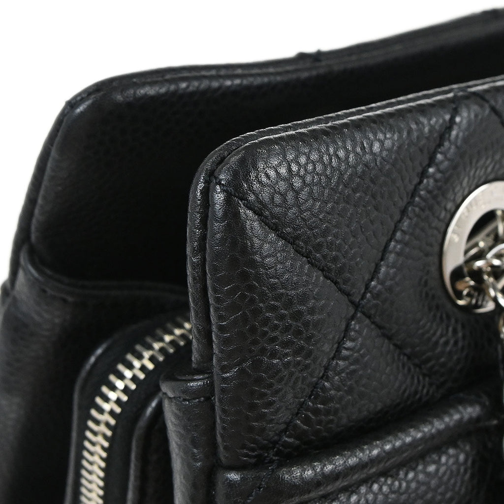 Chanel 2013-2014 Black Caviar Skin Timeless CC Chain Tote Bag