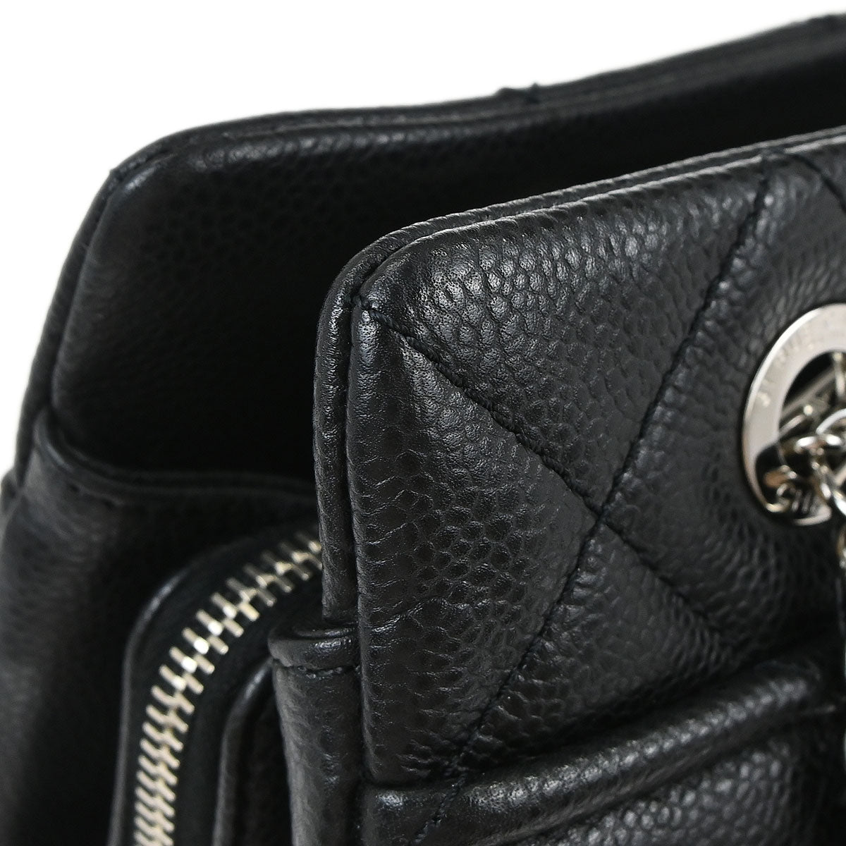 Chanel 2013-2014 Black Caviar Skin Timeless CC Chain Tote Bag
