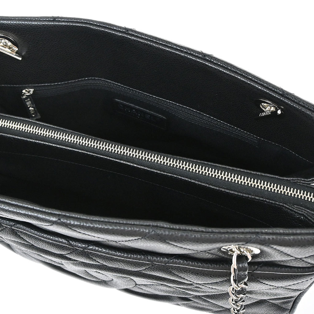 Chanel 2013-2014 Black Caviar Skin Timeless CC Chain Tote Bag