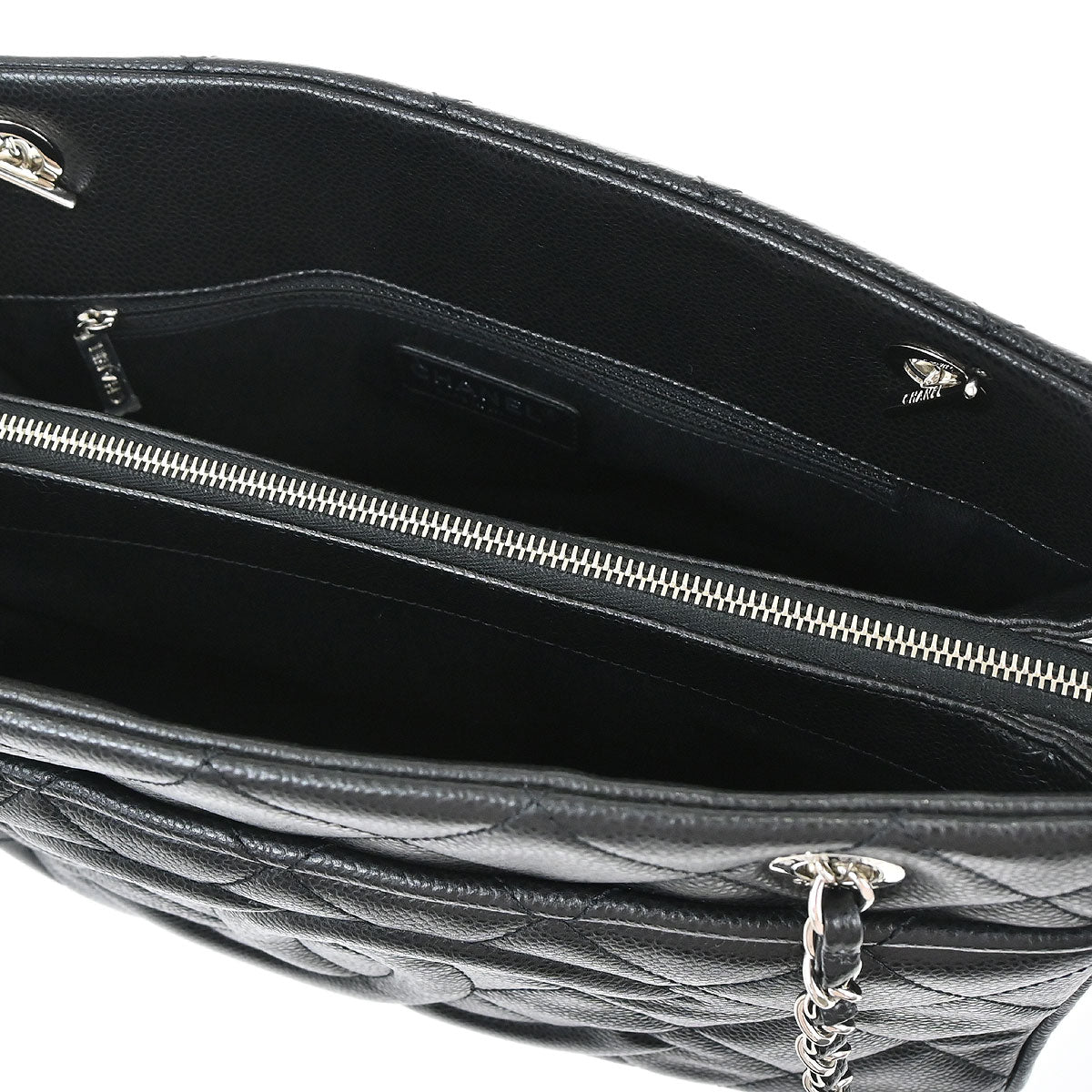 Chanel 2013-2014 Black Caviar Skin Timeless CC Chain Tote Bag