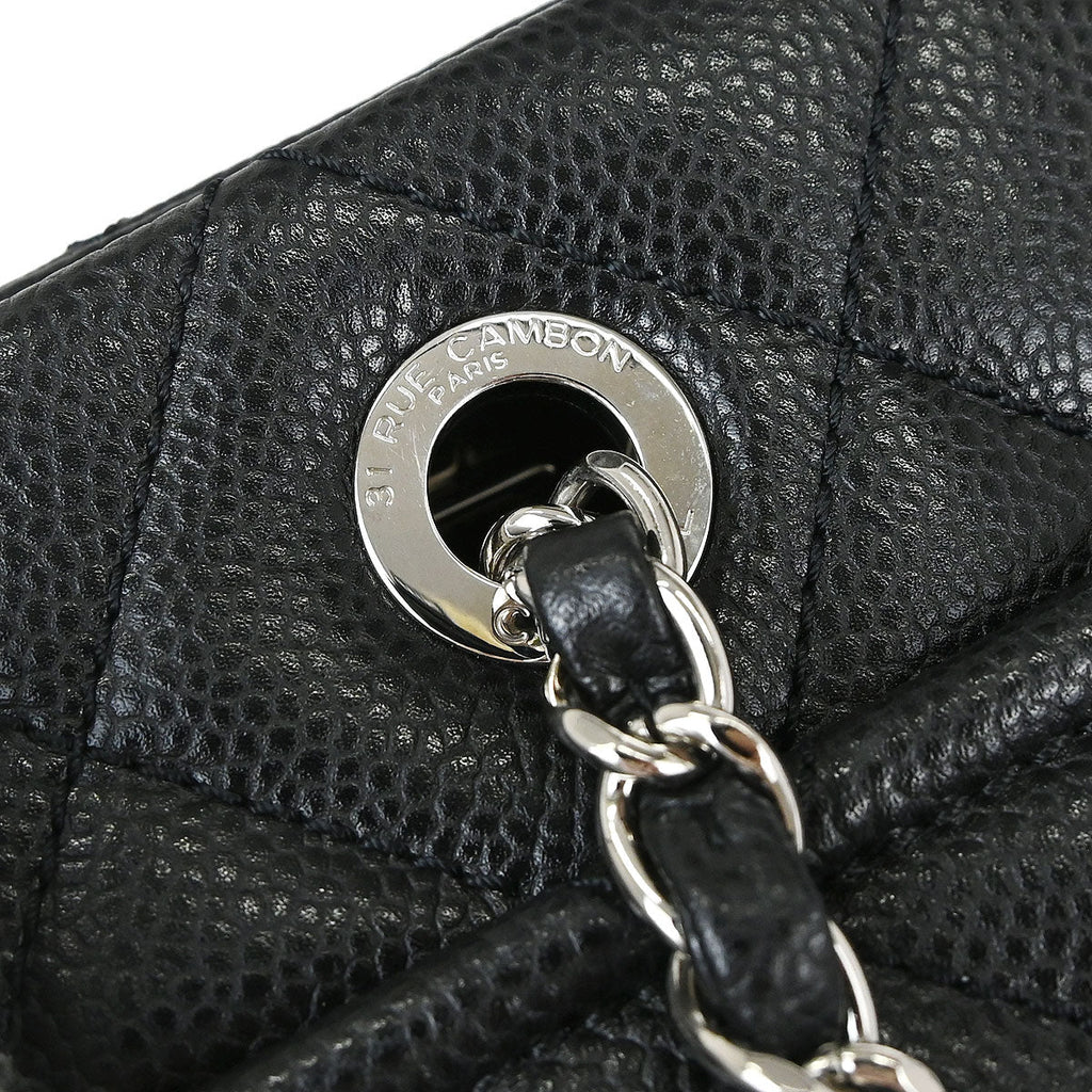 Chanel 2013-2014 Black Caviar Skin Timeless CC Chain Tote Bag