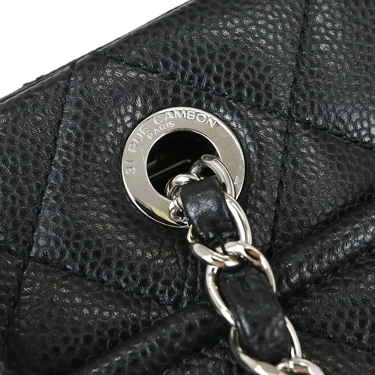 Chanel 2013-2014 Black Caviar Skin Timeless CC Chain Tote Bag