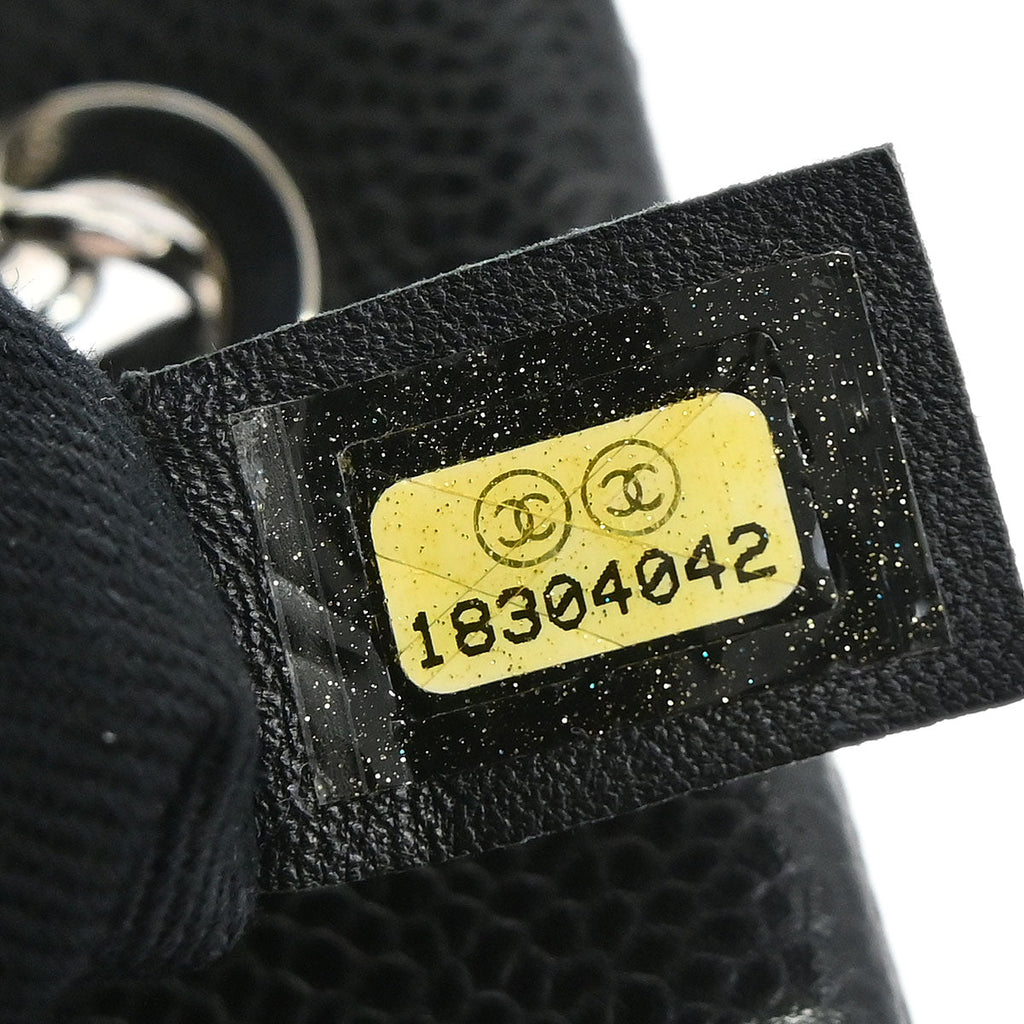 Chanel 2013-2014 Black Caviar Skin Timeless CC Chain Tote Bag