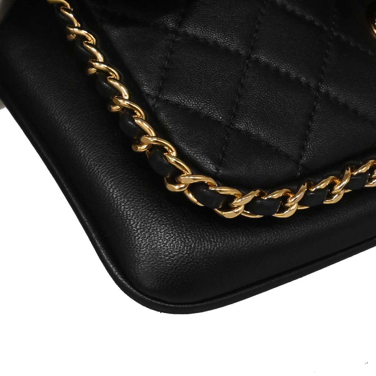 Chanel 2017 Black Lambskin Unchained Flap 2way Shoulder Handbag