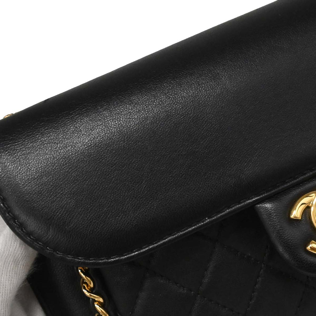 Chanel 2017 Black Lambskin Unchained Flap 2way Shoulder Handbag