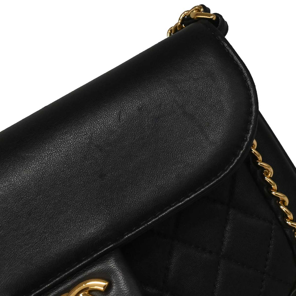 Chanel 2017 Black Lambskin Unchained Flap 2way Shoulder Handbag