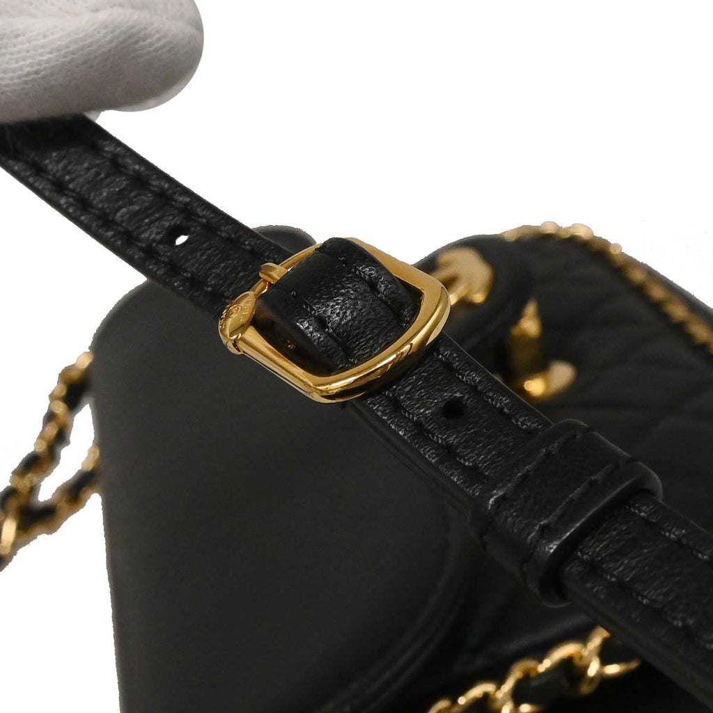 Chanel 2017 Black Lambskin Unchained Flap 2way Shoulder Handbag