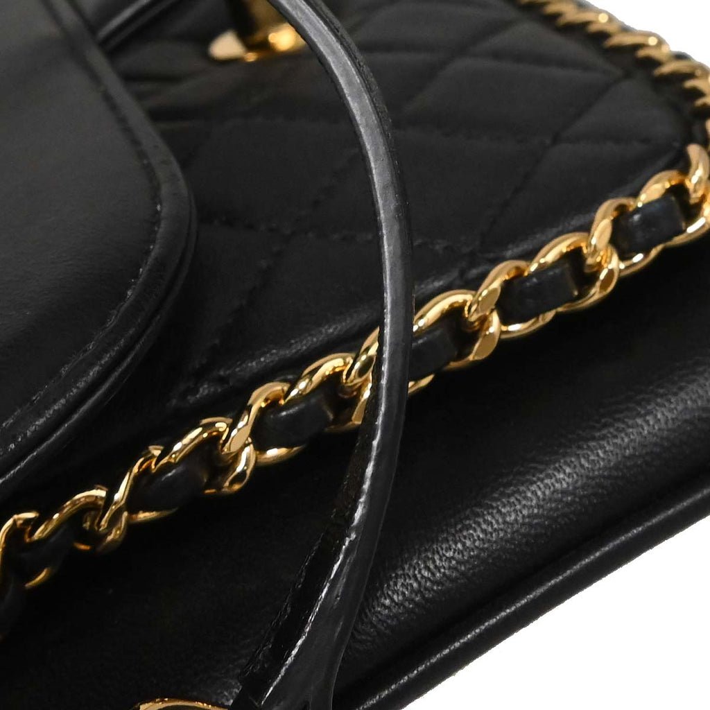 Chanel 2017 Black Lambskin Unchained Flap 2way Shoulder Handbag