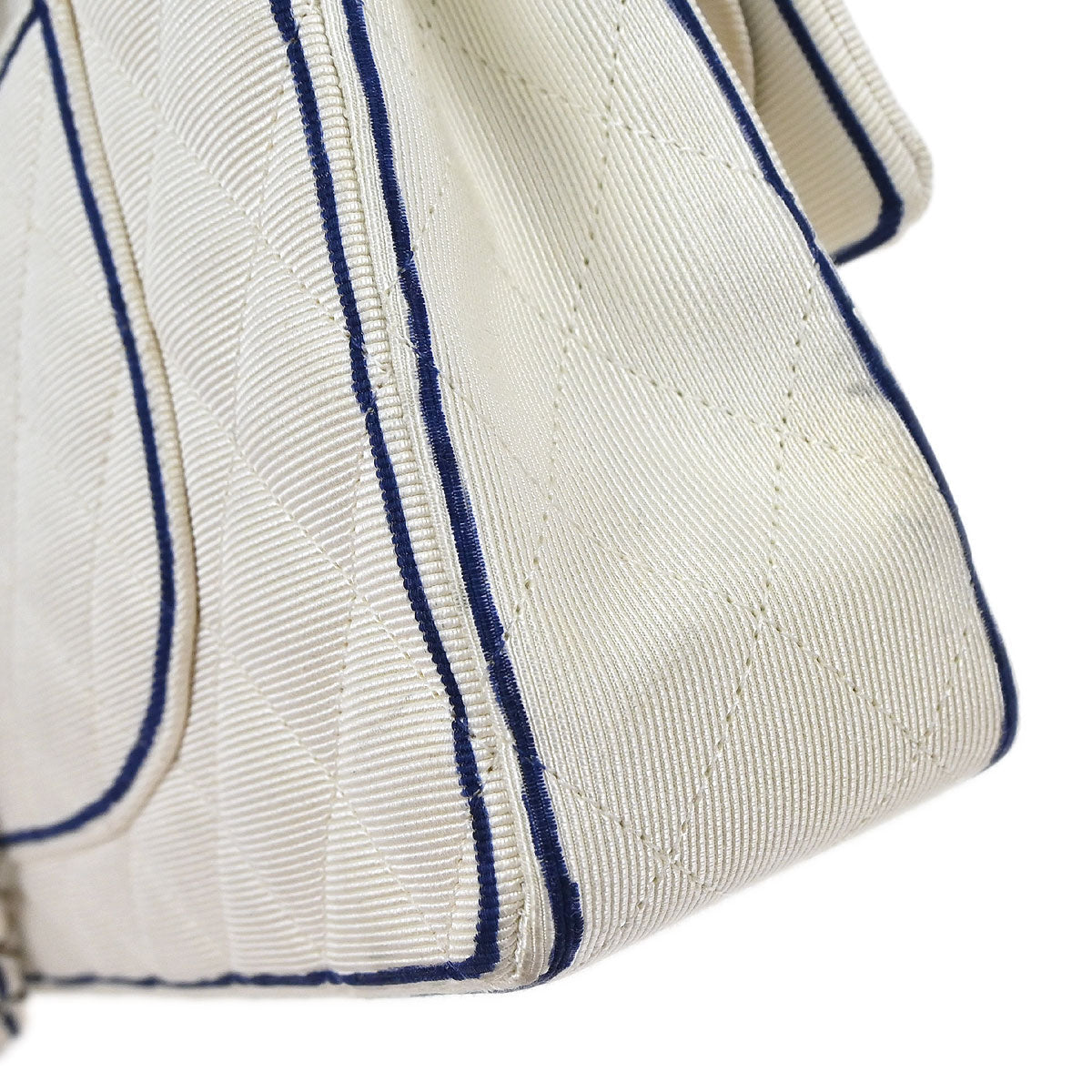 Chanel 2014 White Canvas Medium Classic Double Flap Shoulder Bag
