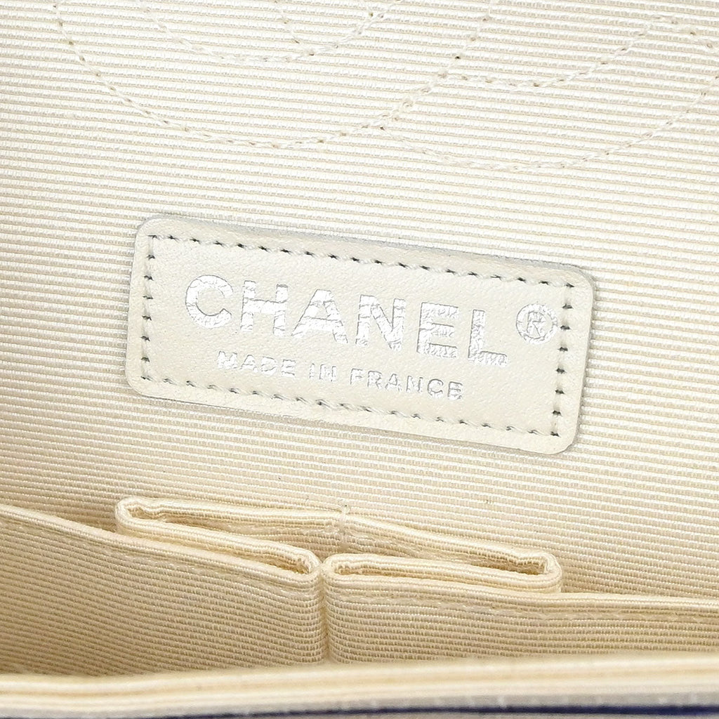 Chanel 2014 White Canvas Medium Classic Double Flap Shoulder Bag