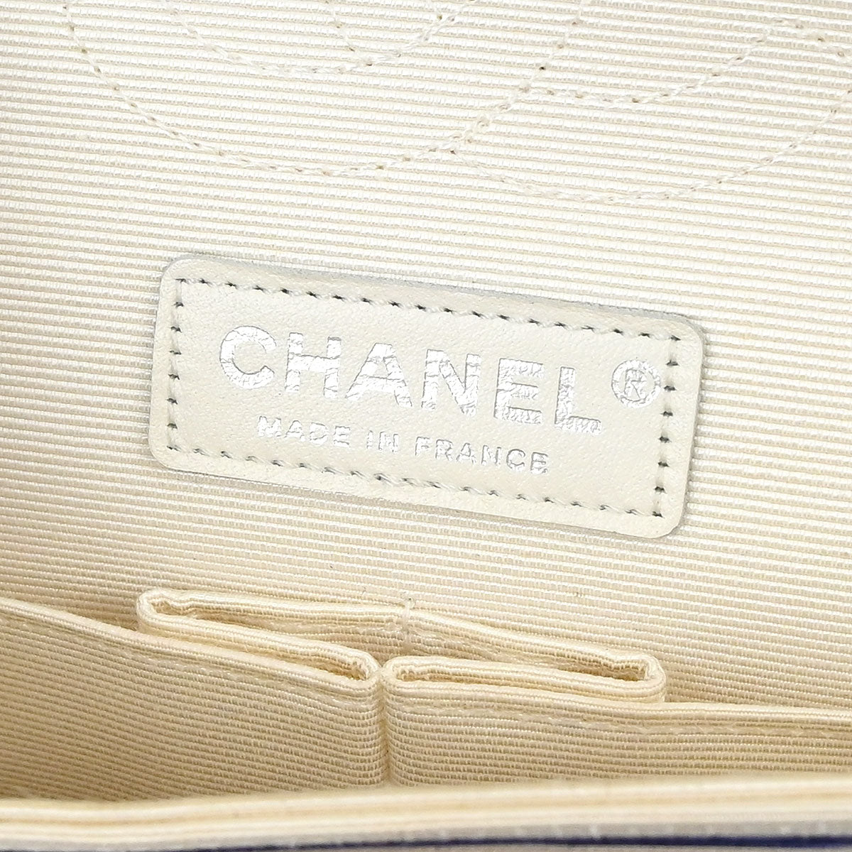 Chanel 2014 White Canvas Medium Classic Double Flap Shoulder Bag