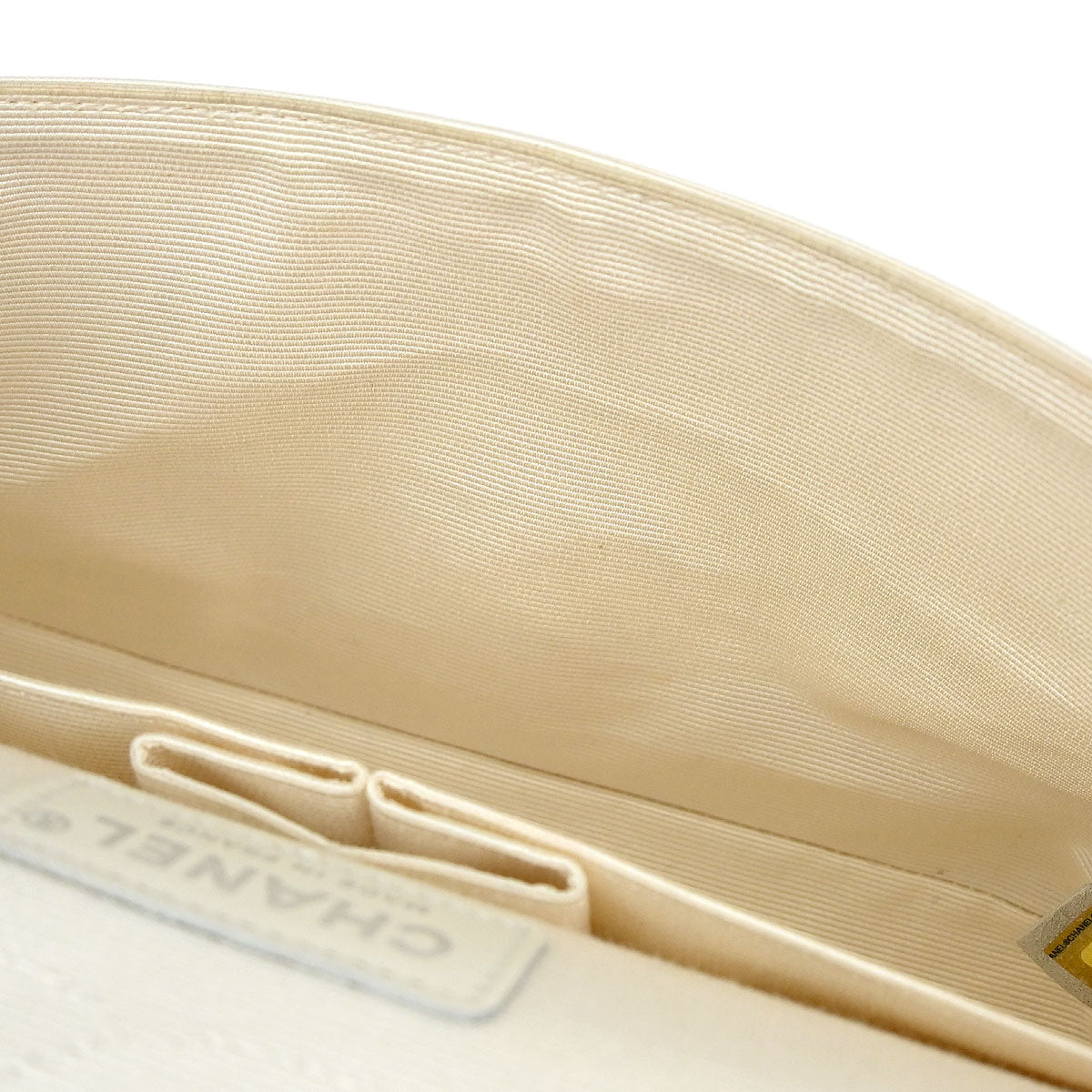 Chanel 2014 White Canvas Medium Classic Double Flap Shoulder Bag