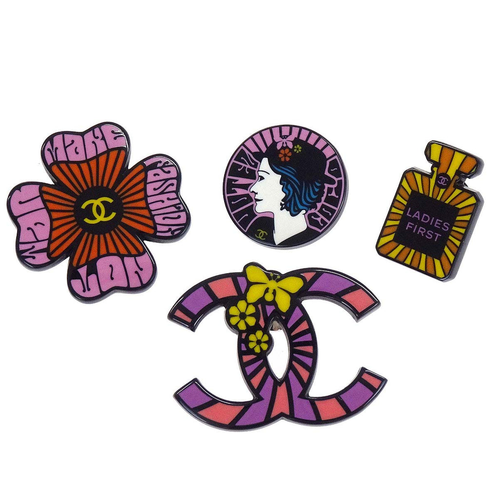 Chanel 4set Brooch Pin Black 15S