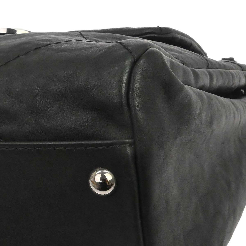 Chanel 2011 Black Calfskin Hamptons CC Accordion Flap Shoulder Bag