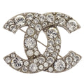 Chanel CC Rhinestone Brooch Pin Silver A12W