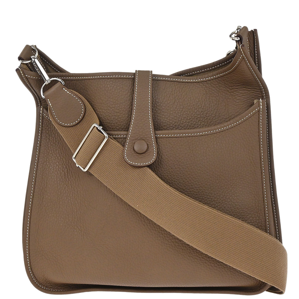 Hermes Etoupe Taurillon Clemence Evelyne 3 33 GM Shoulder Bag
