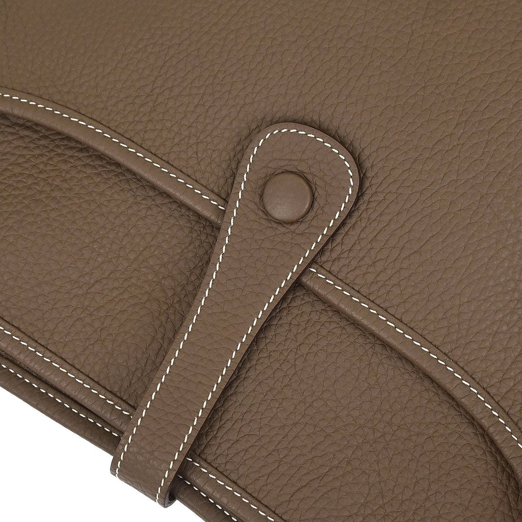 Hermes Etoupe Taurillon Clemence Evelyne 3 33 GM Shoulder Bag
