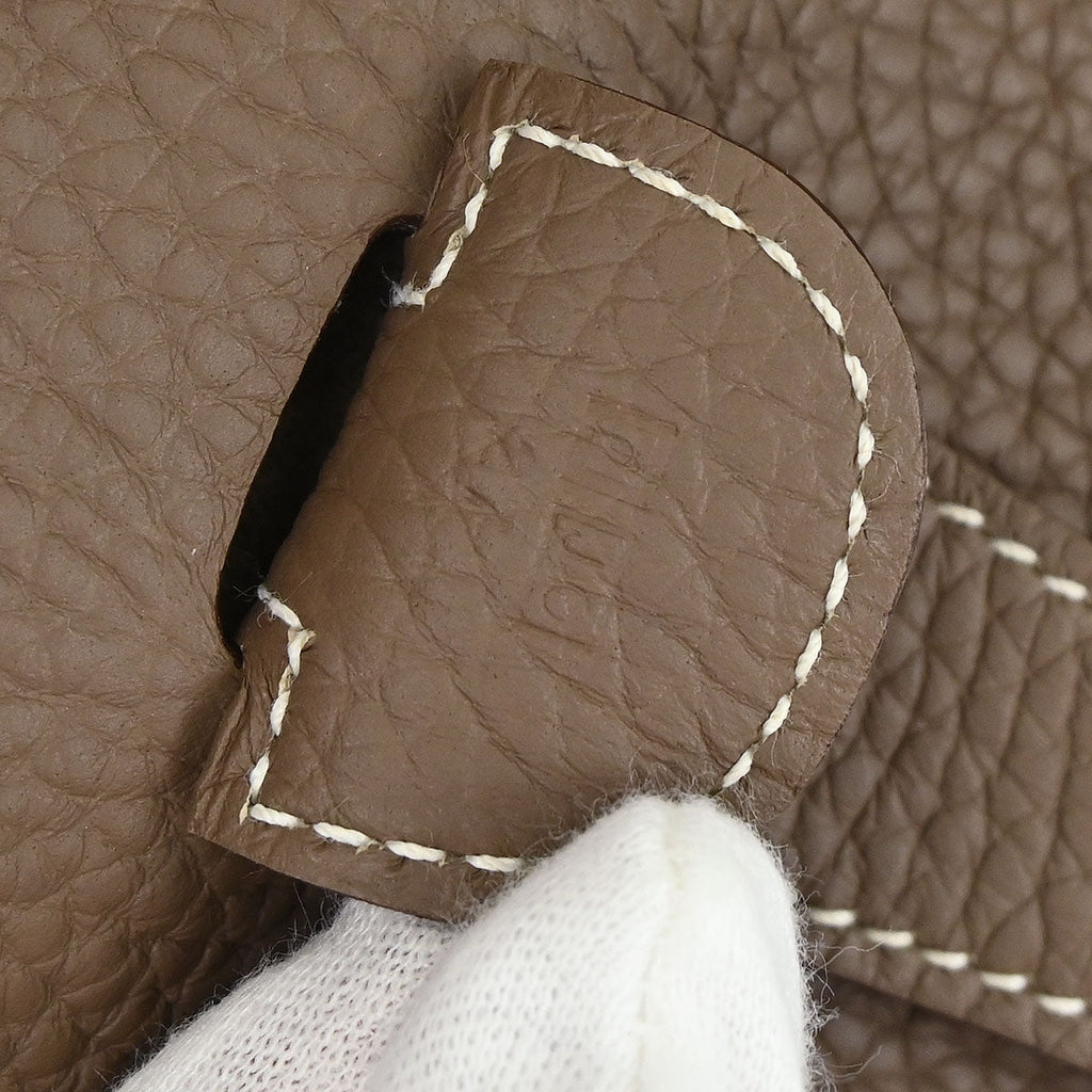 Hermes Etoupe Taurillon Clemence Evelyne 3 33 GM Shoulder Bag