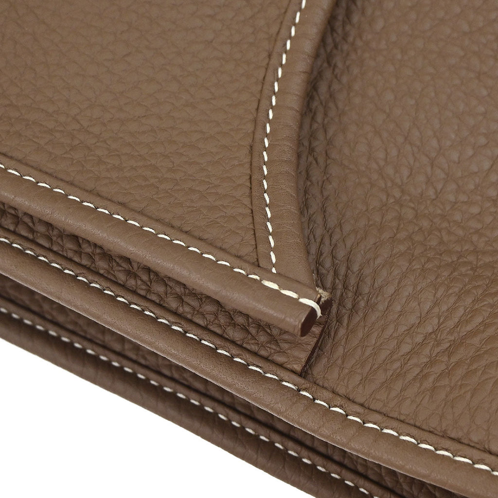 Hermes Etoupe Taurillon Clemence Evelyne 3 33 GM Shoulder Bag