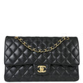Chanel 2017-2018 Black Lambskin Medium Classic Double Flap Shoulder Bag