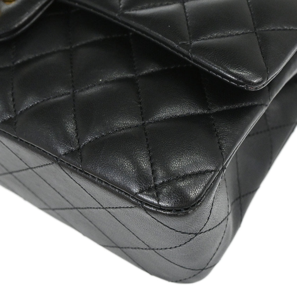 Chanel 2017-2018 Black Lambskin Medium Classic Double Flap Shoulder Bag