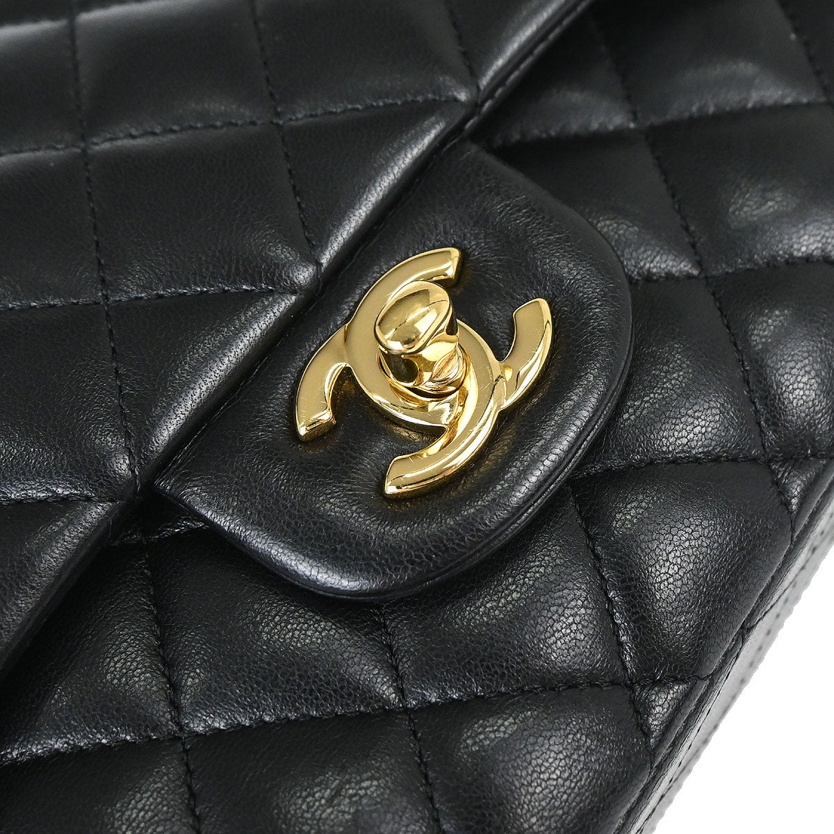 Chanel 2017-2018 Black Lambskin Medium Classic Double Flap Shoulder Bag