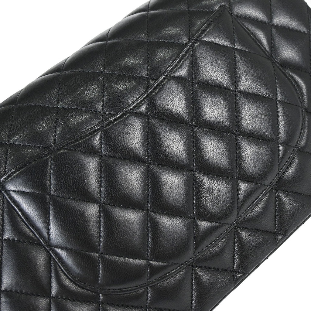 Chanel 2017-2018 Black Lambskin Medium Classic Double Flap Shoulder Bag