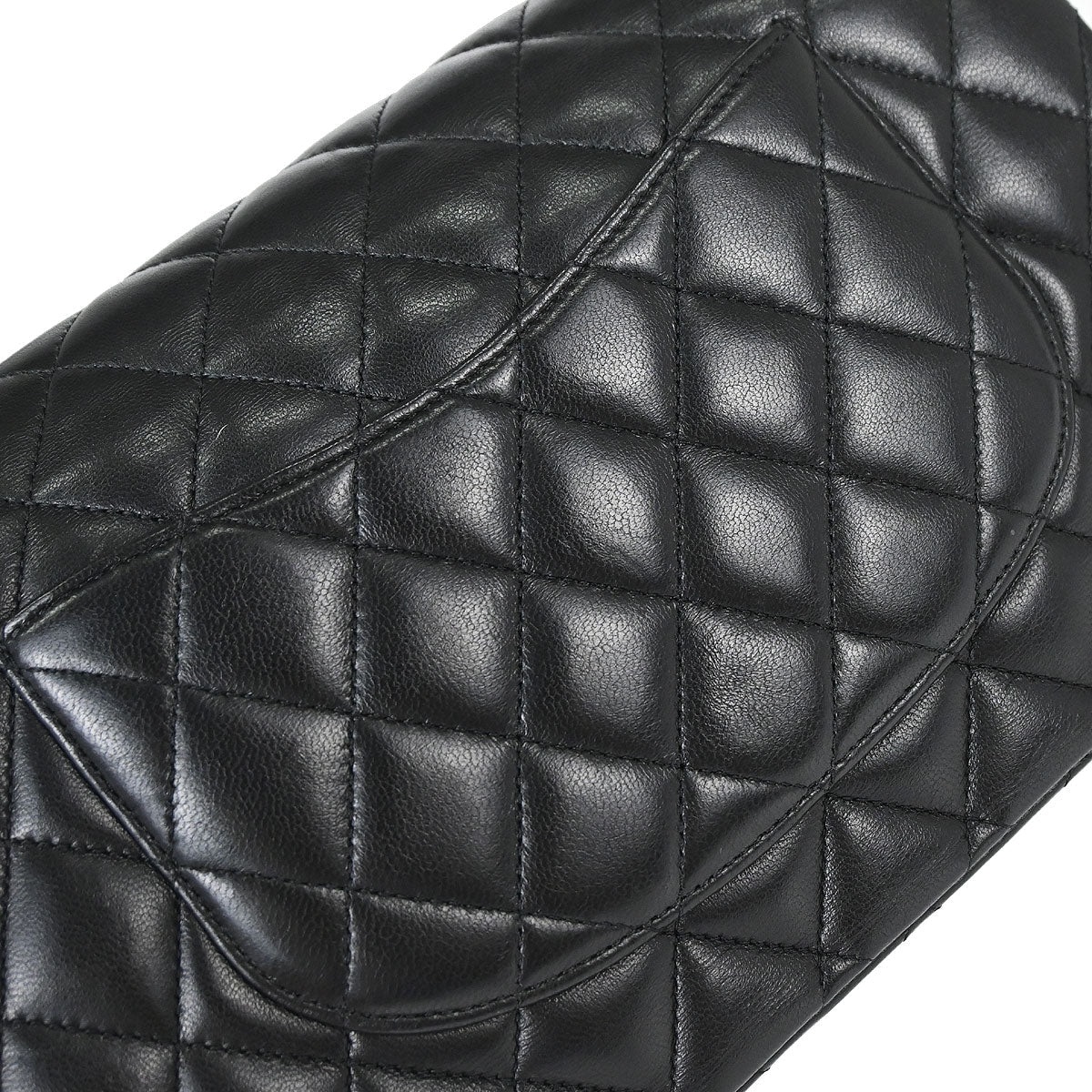 Chanel 2017-2018 Black Lambskin Medium Classic Double Flap Shoulder Bag