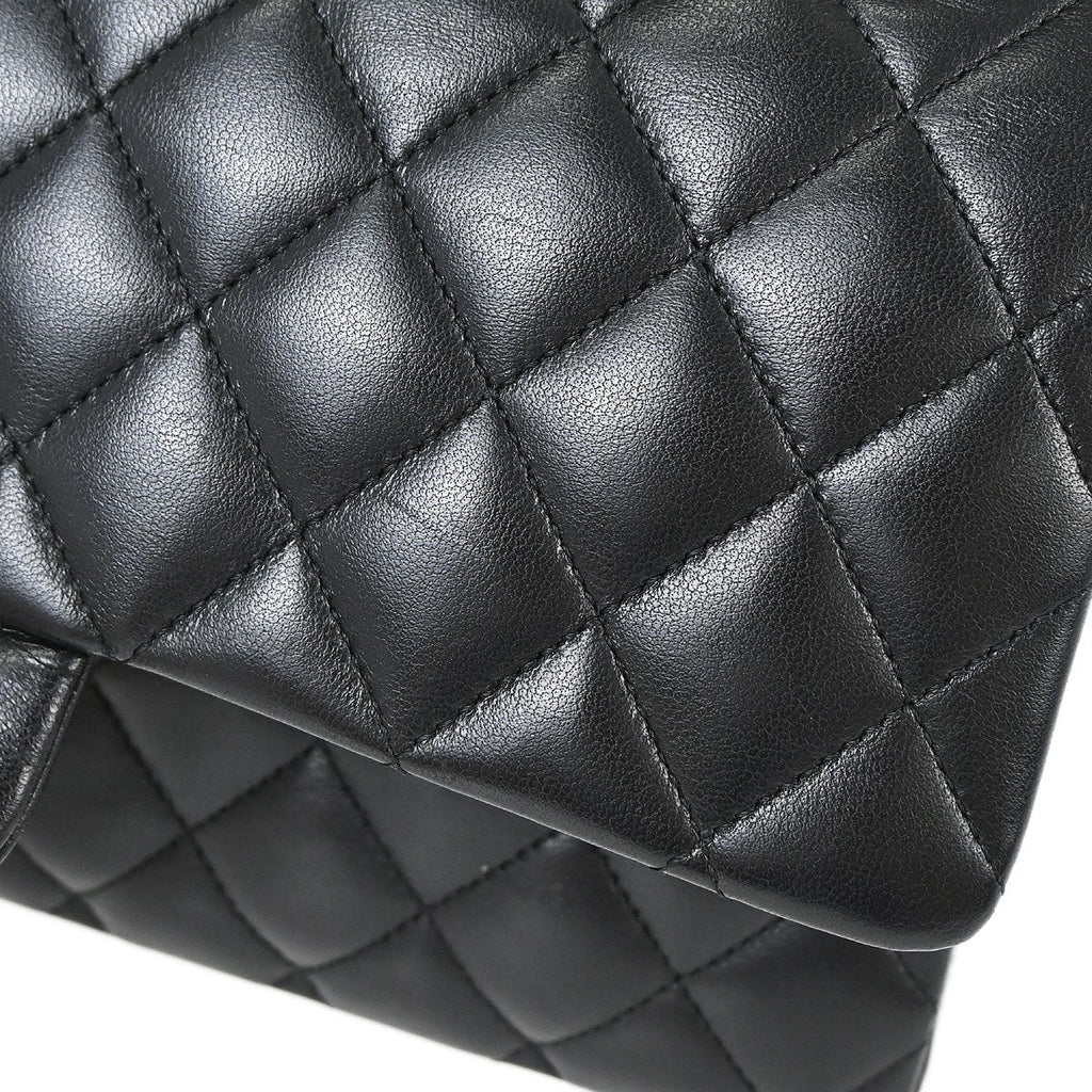 Chanel 2017-2018 Black Lambskin Medium Classic Double Flap Shoulder Bag