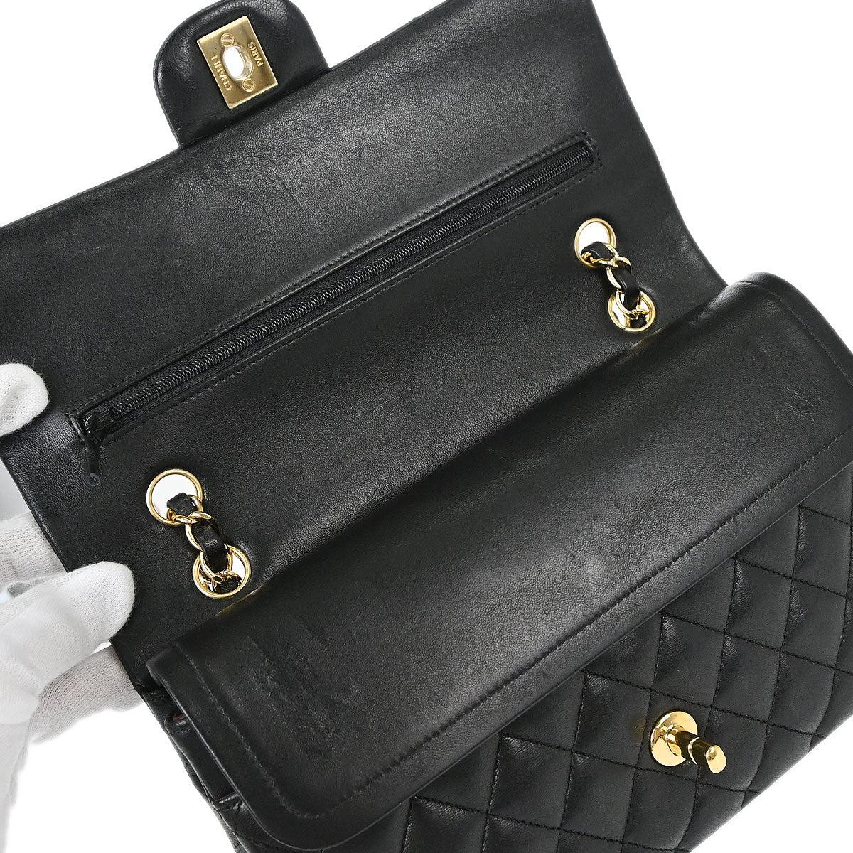 Chanel 2017-2018 Black Lambskin Medium Classic Double Flap Shoulder Bag