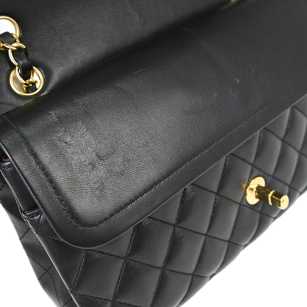 Chanel 2017-2018 Black Lambskin Medium Classic Double Flap Shoulder Bag