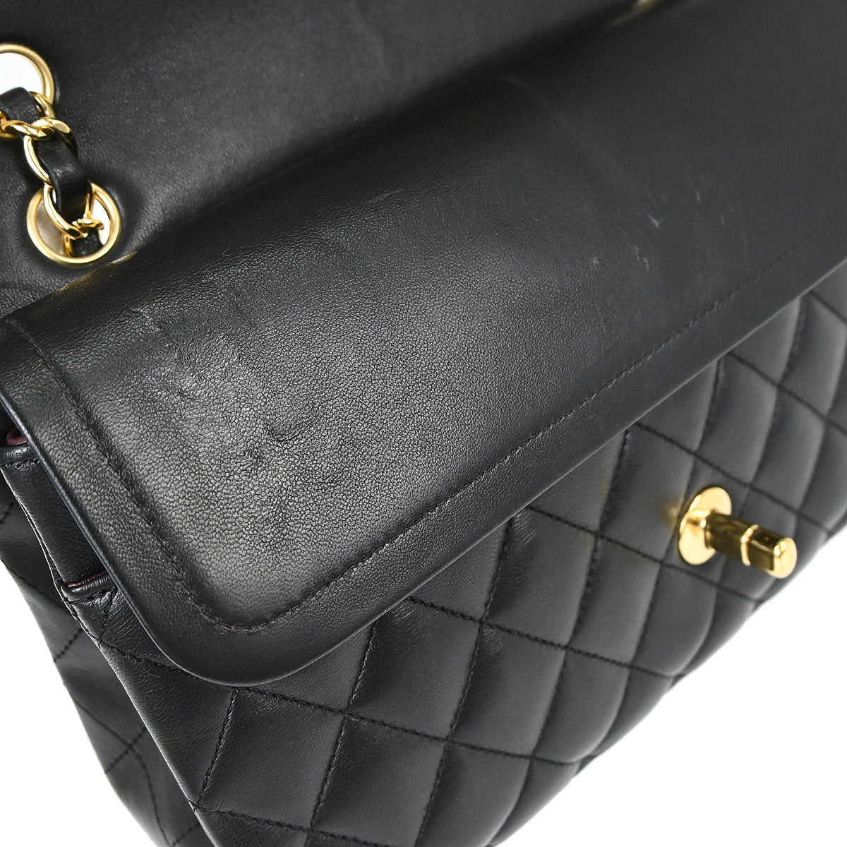 Chanel 2017-2018 Black Lambskin Medium Classic Double Flap Shoulder Bag