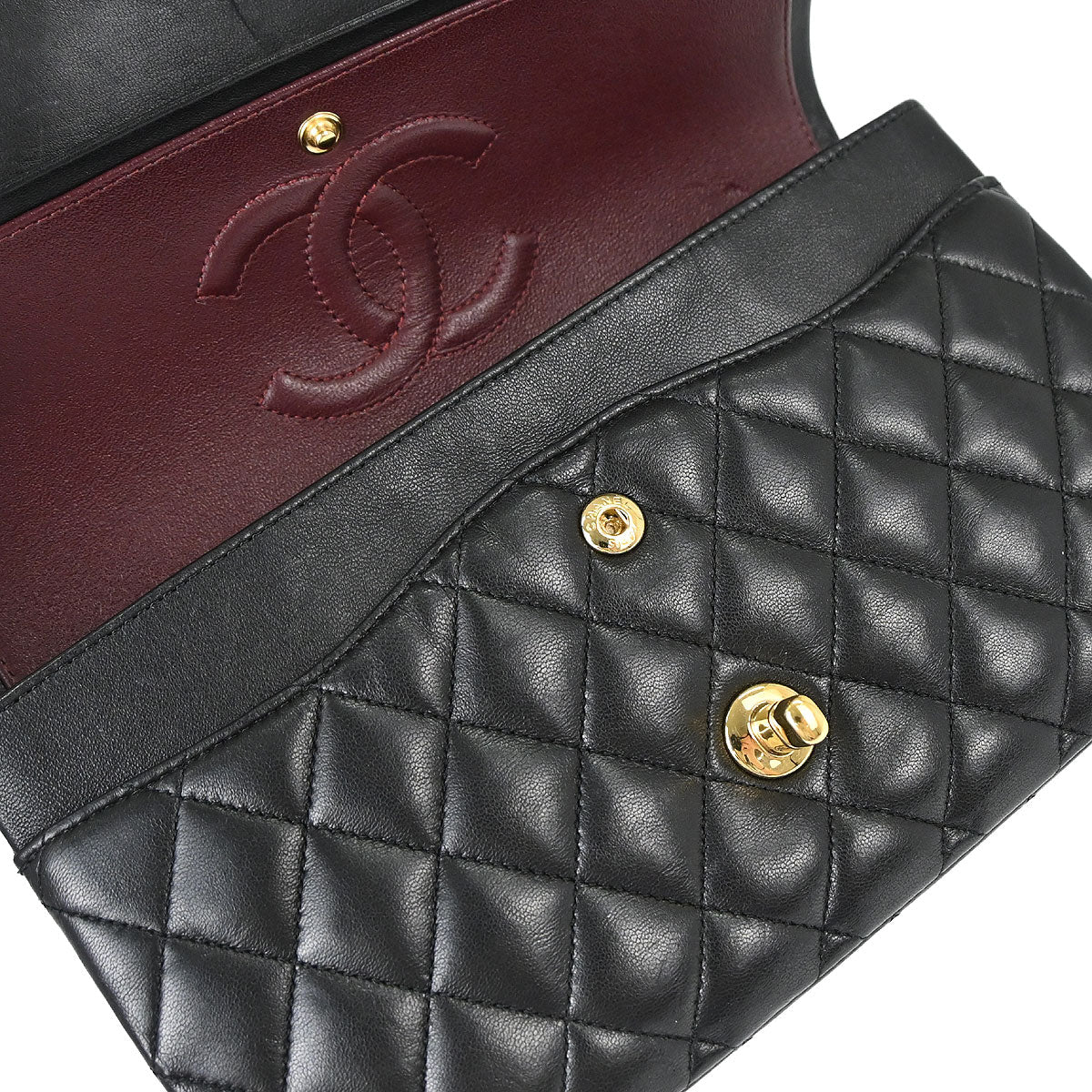 Chanel 2017-2018 Black Lambskin Medium Classic Double Flap Shoulder Bag