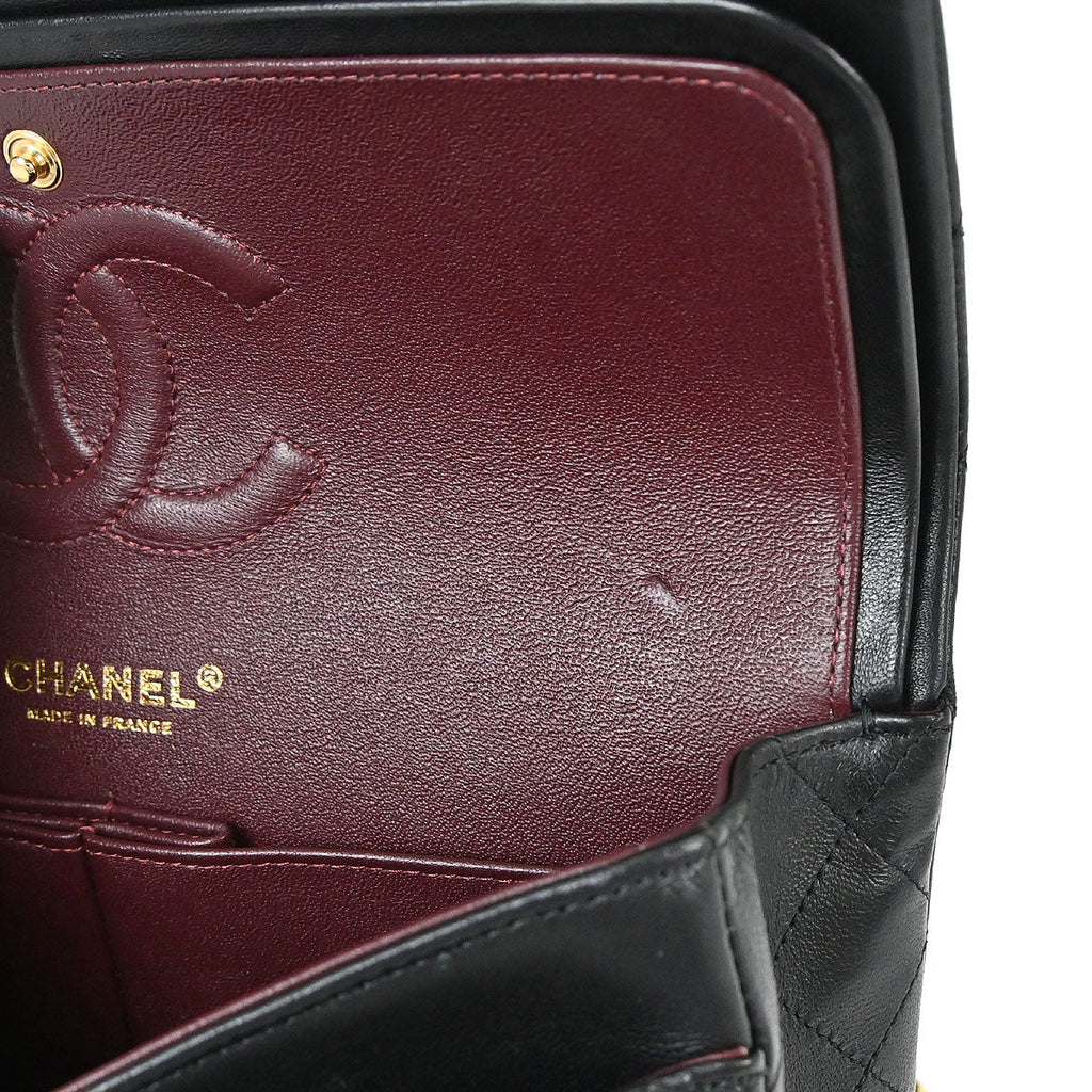Chanel 2017-2018 Black Lambskin Medium Classic Double Flap Shoulder Bag