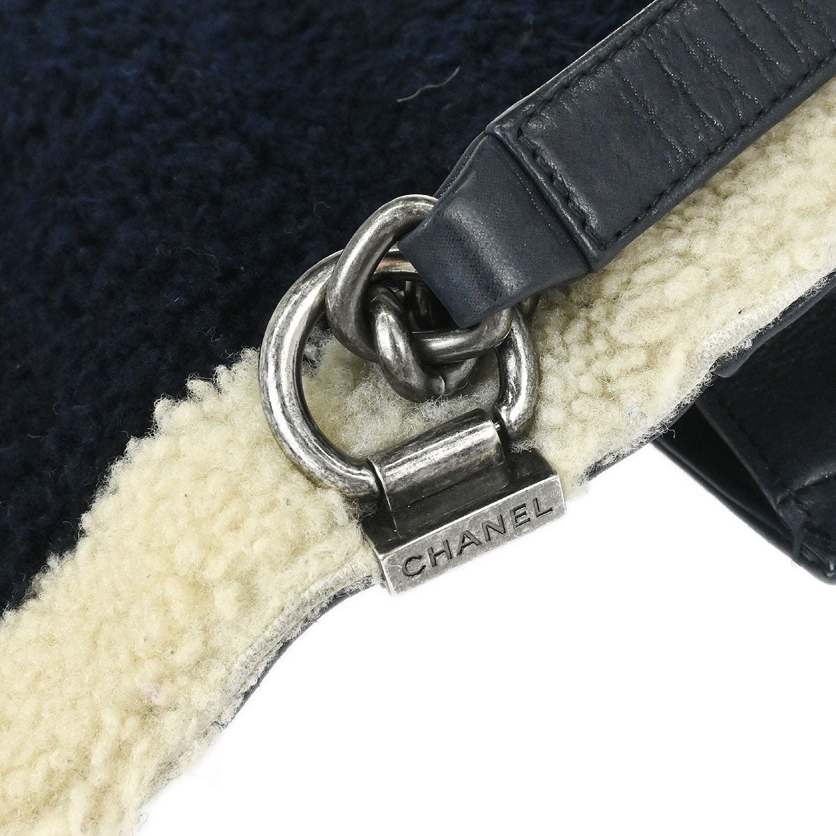 Boy Chanel 2015-2016 Black Shearling Medium Double Chain Shoulder Bag