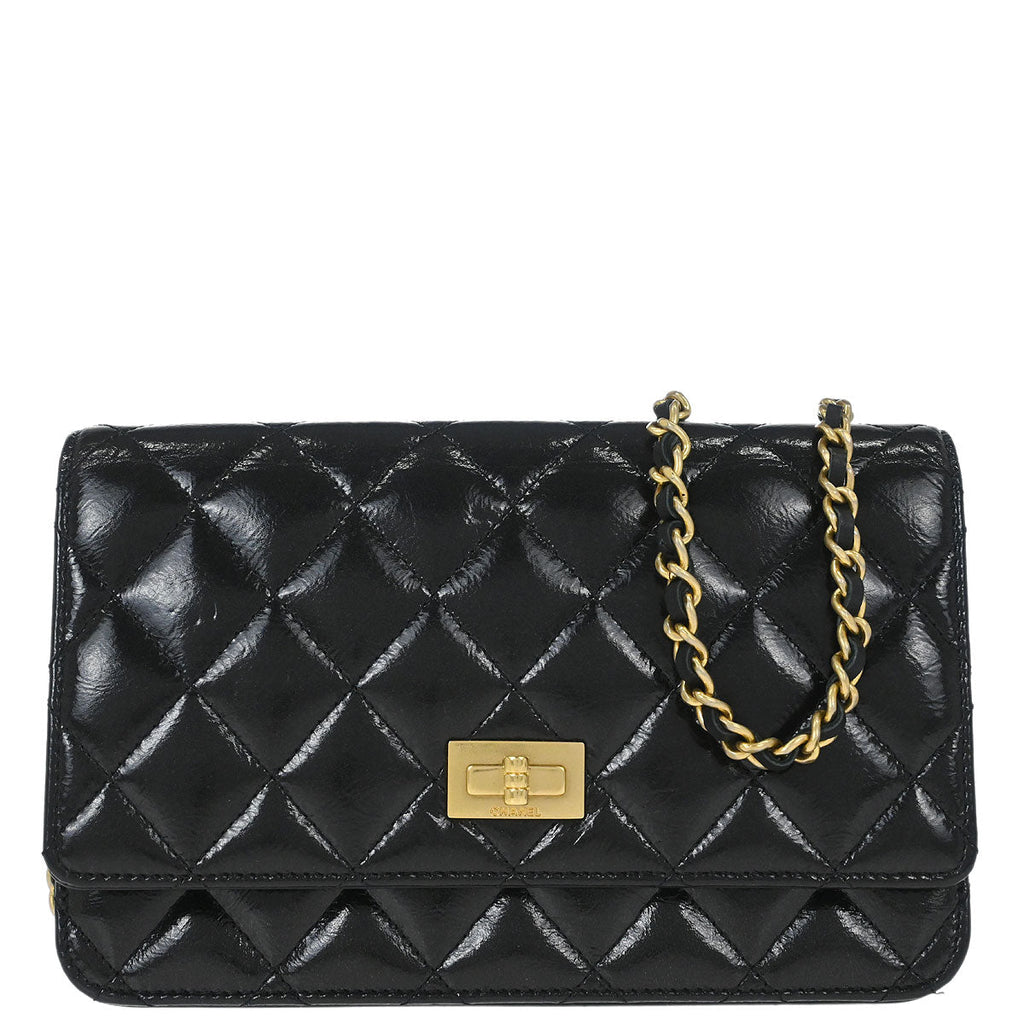 Chanel 2014-2015 Black Calfskin Mademoiselle Lock WOC Wallet on Chain Bag