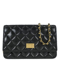 Chanel 2014-2015 Black Calfskin Mademoiselle Lock WOC Wallet on Chain Bag