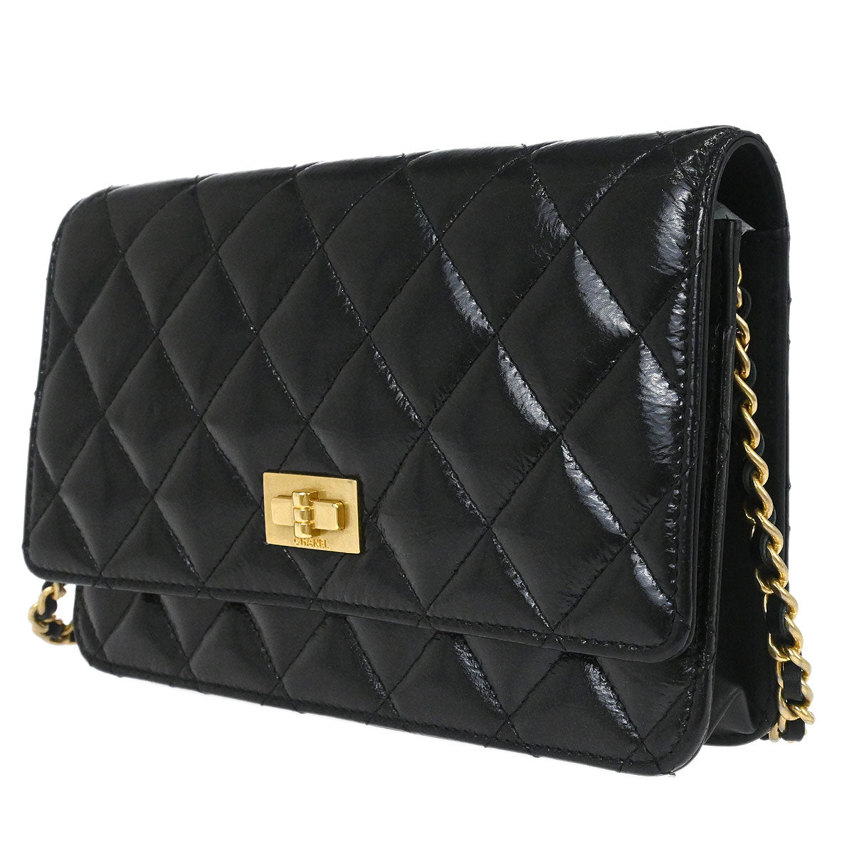 Chanel 2014-2015 Black Calfskin Mademoiselle Lock WOC Wallet on Chain Bag
