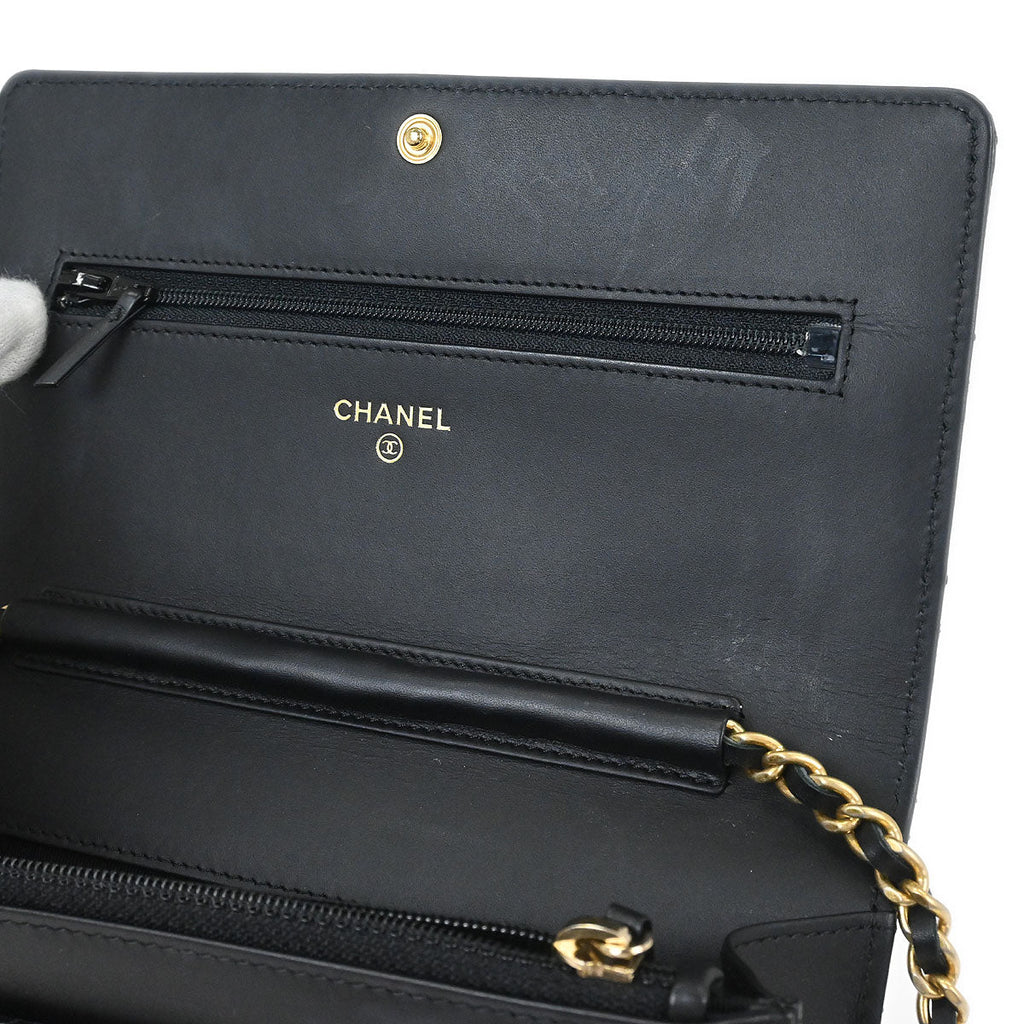 Chanel 2014-2015 Black Calfskin Mademoiselle Lock WOC Wallet on Chain Bag