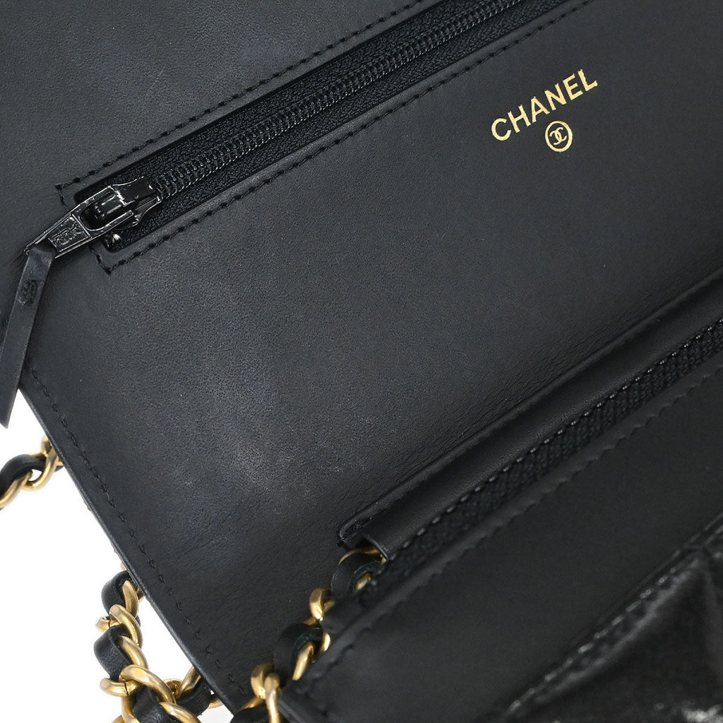 Chanel 2014-2015 Black Calfskin Mademoiselle Lock WOC Wallet on Chain Bag