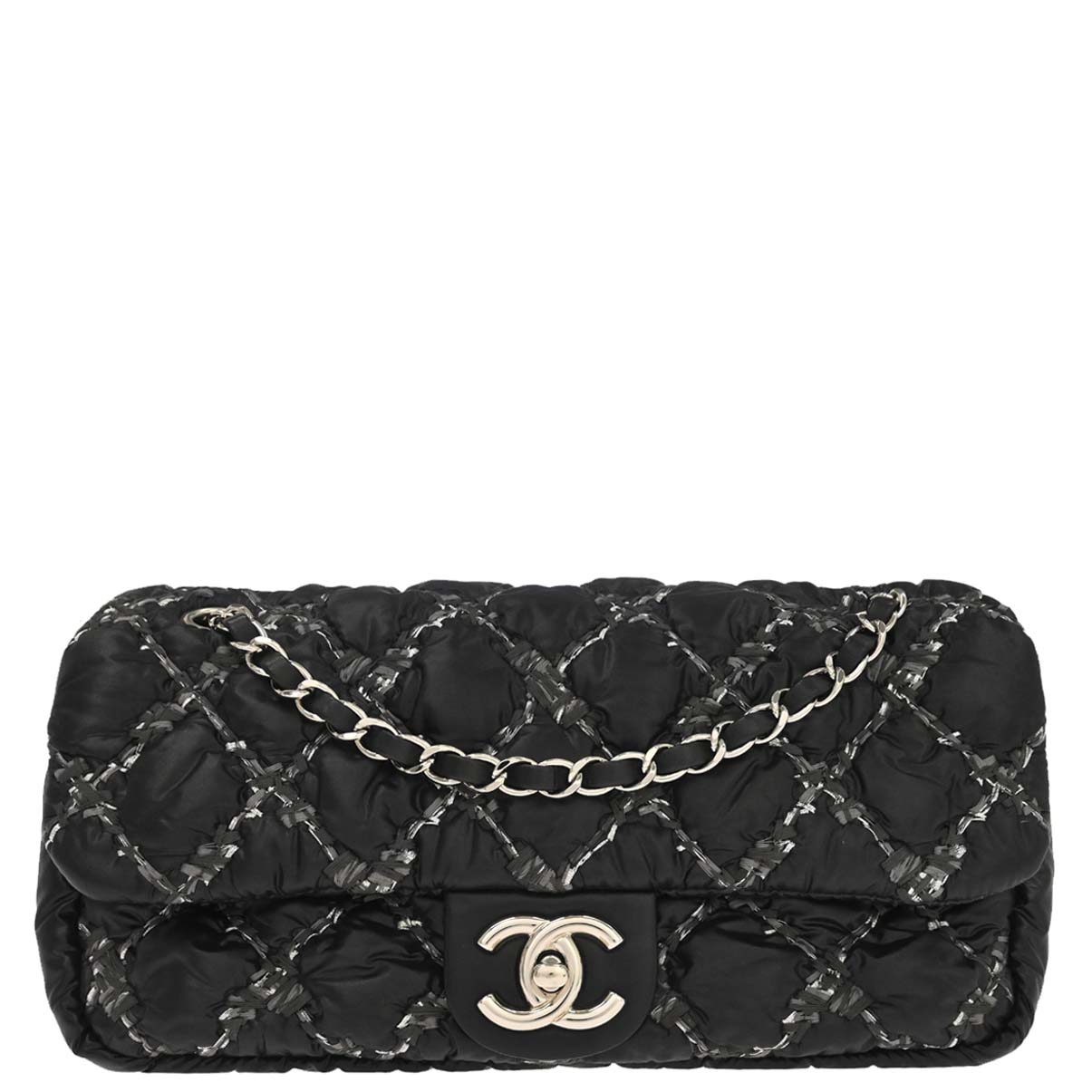 Chanel 2010-2011 Black Nylon Tweed Paris-Byzance Bubble Flap Shoulder Bag