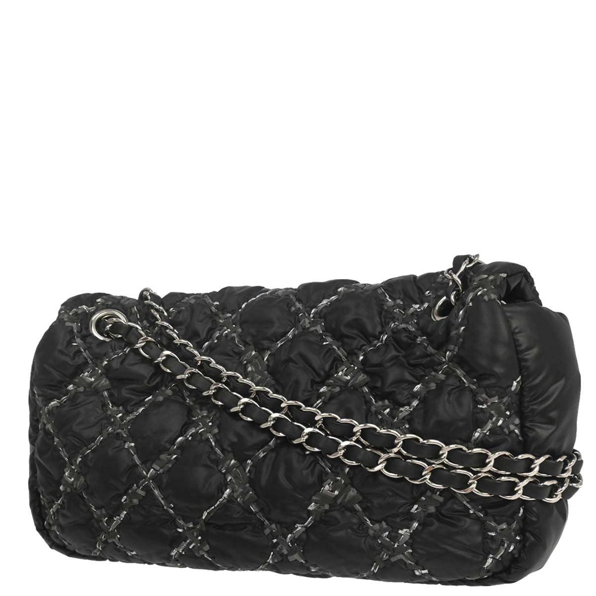 Chanel 2010-2011 Black Nylon Tweed Paris-Byzance Bubble Flap Shoulder Bag