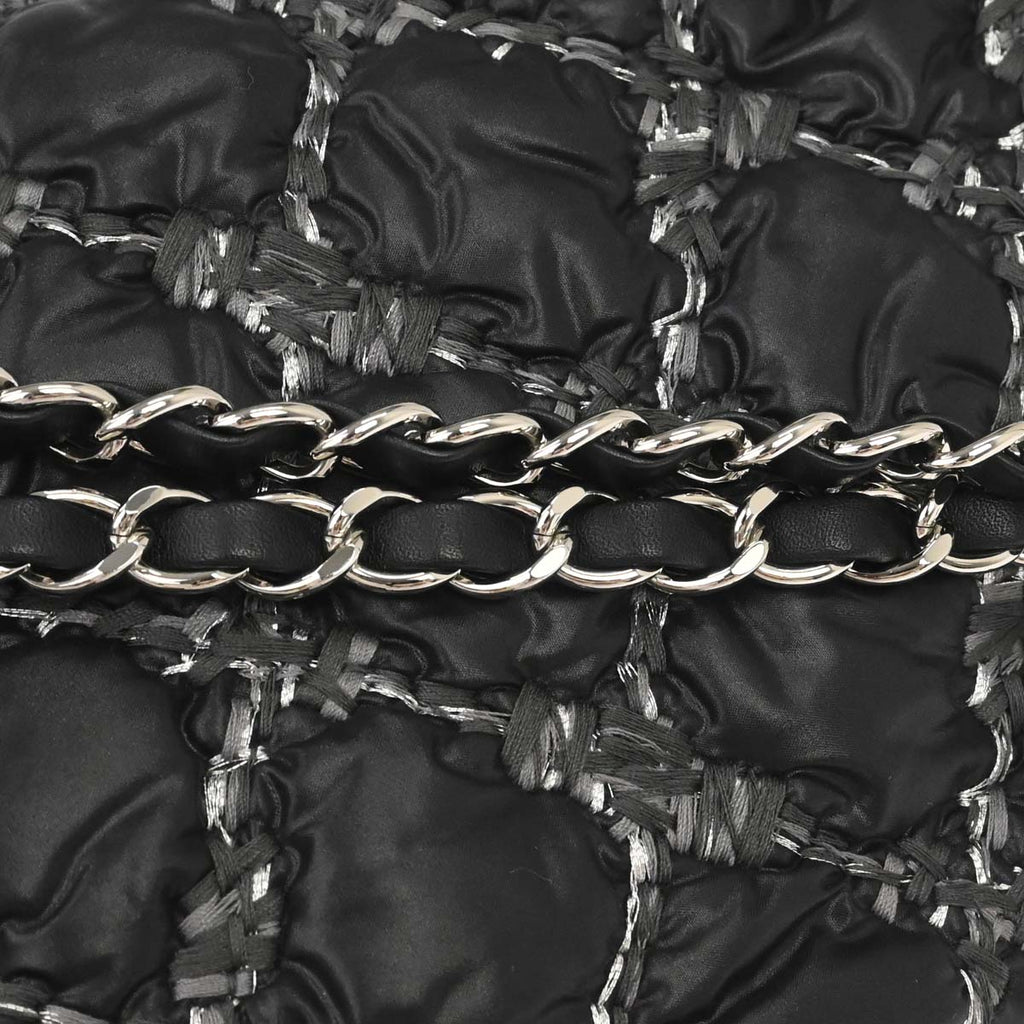 Chanel 2010-2011 Black Nylon Tweed Paris-Byzance Bubble Flap Shoulder Bag