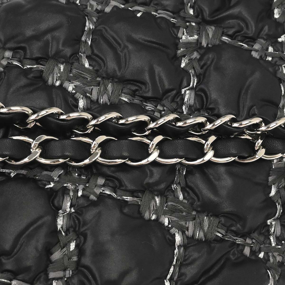 Chanel 2010-2011 Black Nylon Tweed Paris-Byzance Bubble Flap Shoulder Bag