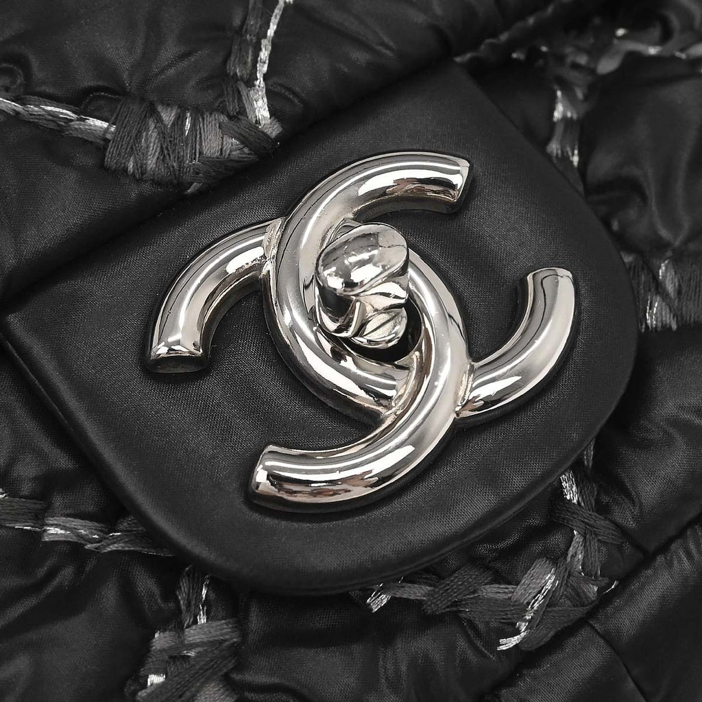 Chanel 2010-2011 Black Nylon Tweed Paris-Byzance Bubble Flap Shoulder Bag