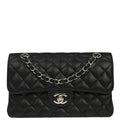 Chanel 2015-2016 Black Caviar Skin Small Classic Double Flap Shoulder Bag