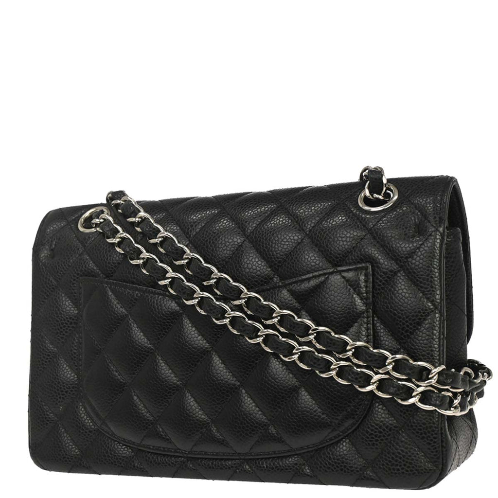 Chanel 2015-2016 Black Caviar Skin Small Classic Double Flap Shoulder Bag